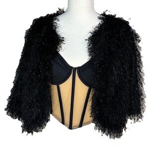 PARK AND MAIN black bolero jacket with eyelash fabric detailing